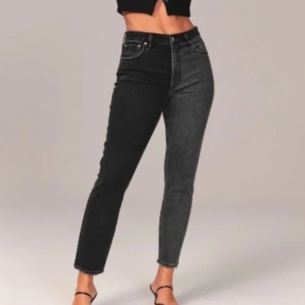 Abercrombie & Fitch Black Two-Tone Curve Love The Skinny High Rise Jeans 29 / 8